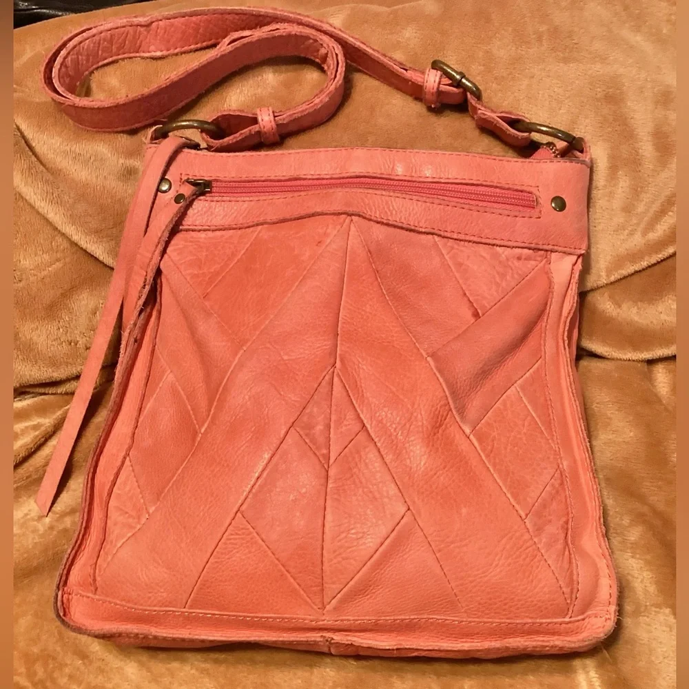 Lucky Brand Rayla Leather Crossbody Shoulder Handbag Boho Tassel Zip Tangerine - Picture 4 of 14